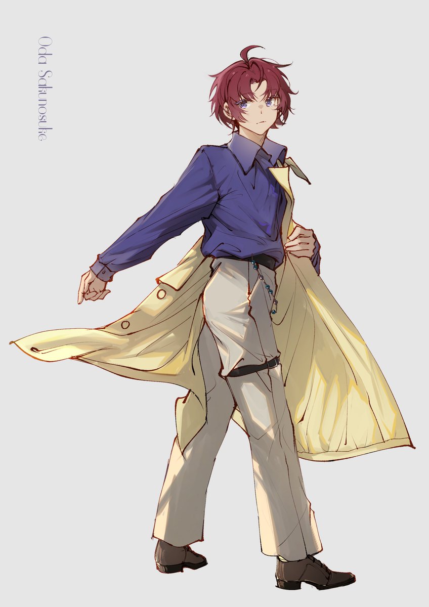 1boy solo male focus shirt pants blue shirt red hair  illustration images