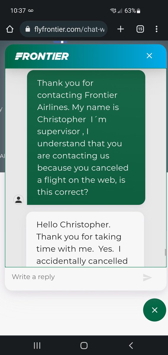 alilbitbubbly's tweet photo. @FlyFrontier I'm currently on chat with one of your managers, but I think he's ignoring me.  ☹️ It's been 45 minutes since he took over from the agent and I haven't heard from him since his first message.  Can someone please just help me fix my mistake? https://t.co/aS78gbcqCU