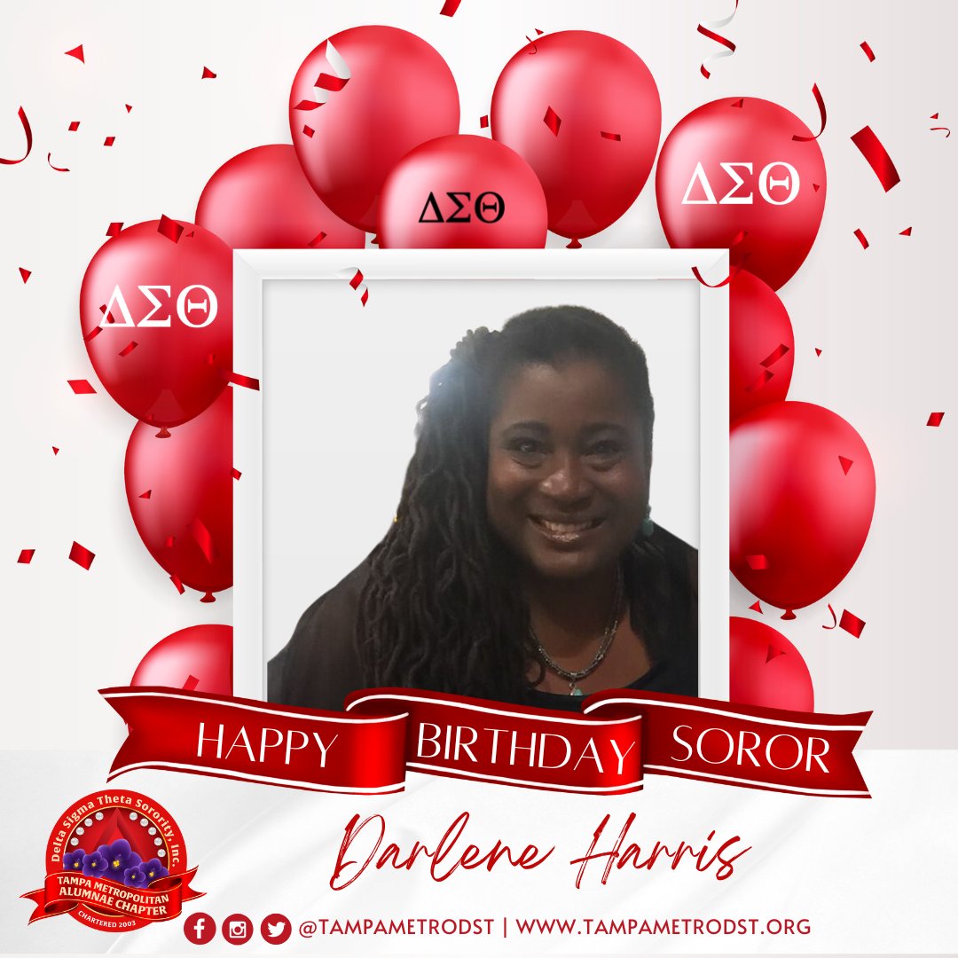 Tampametrodst's tweet photo. #CelebratingYOU Wishing Soror Darlene Harris a very happy birthday!
#TMACBirthdays #TampaMetroDST #TMACDST #DST1913 #TMACMagic https://t.co/g5U8mrkDsq