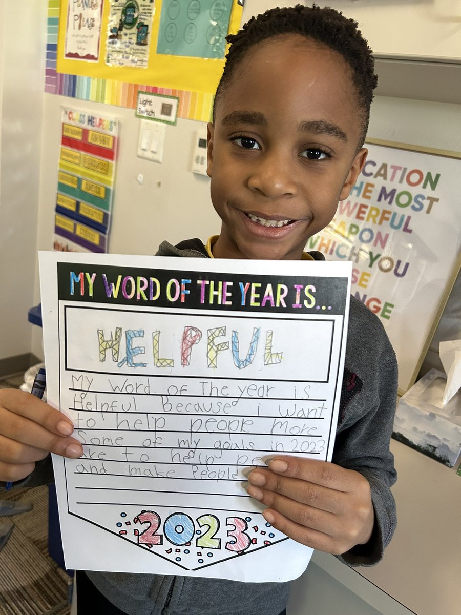 MissMcCornack's tweet photo. Y2 is feeling motivated for the new year!We’re setting goals by choosing our #OneWord for 2023!🥳 https://t.co/OgpnRYsoam