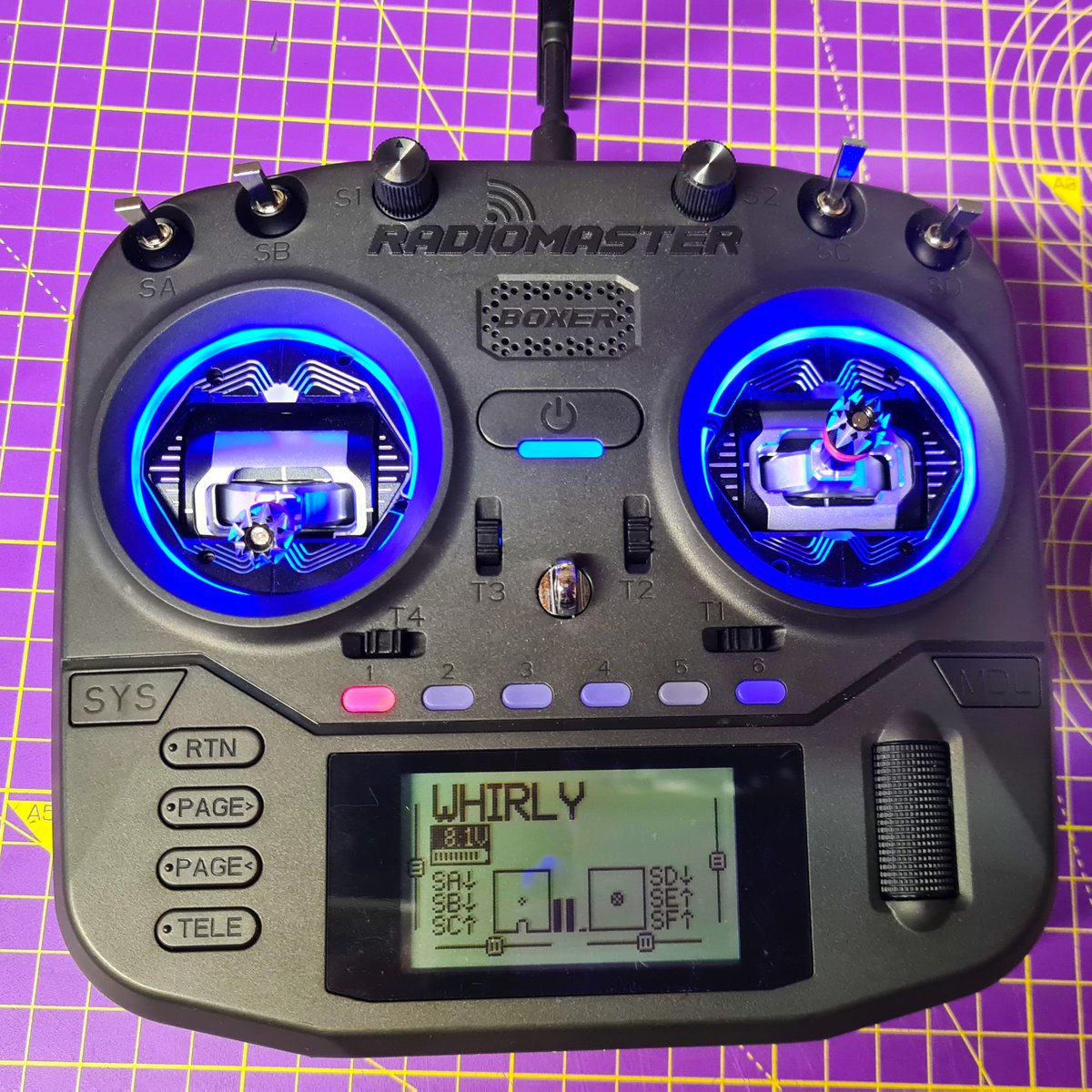 whirlybloke's tweet photo. I couldn't be more happy. The #Radiomaster #Boxer with #AG01 gimbals and LED light rings. It's all a bit much to take in. #radiomasterrc https://t.co/e2ryRsovZD