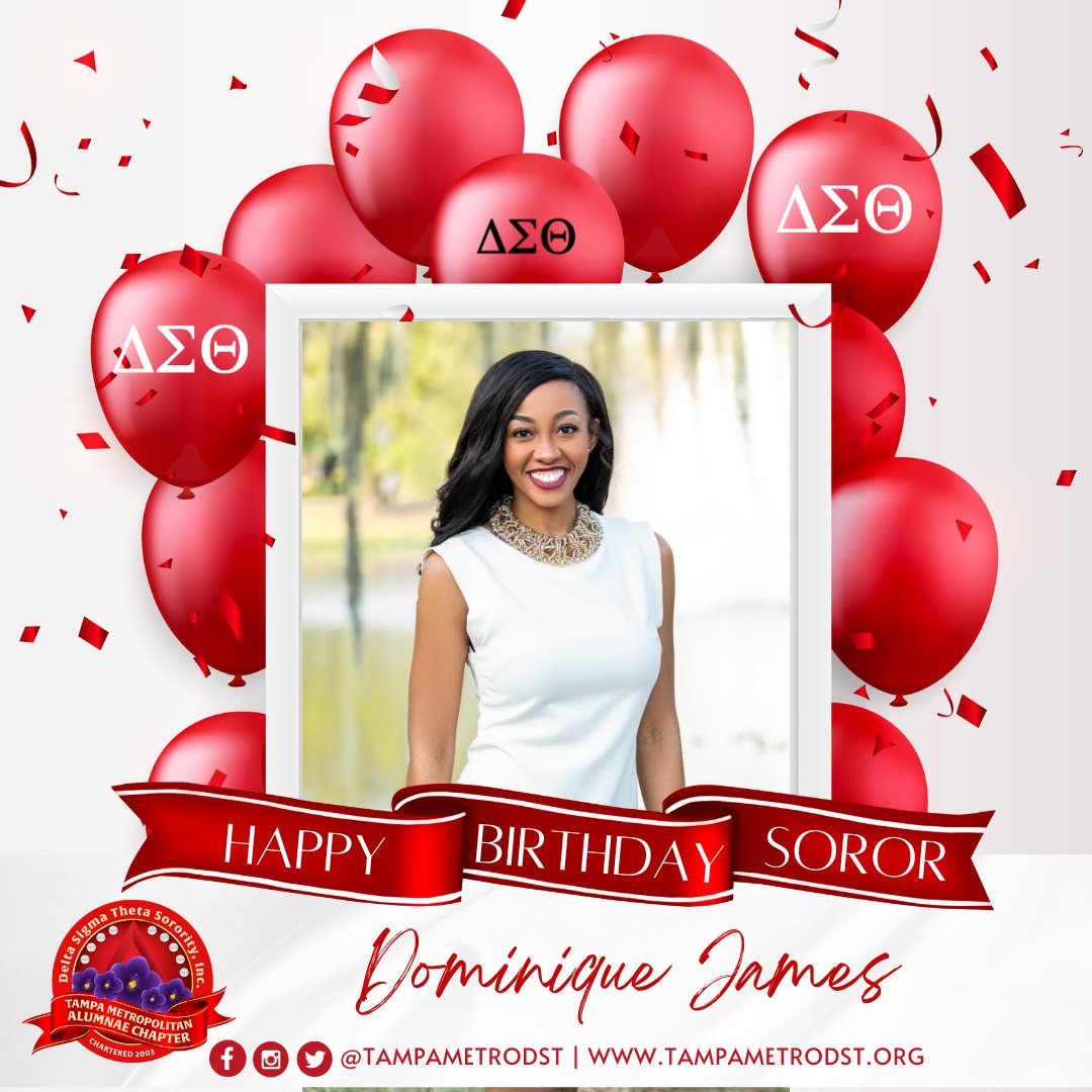 Tampametrodst's tweet photo. #CelebratingYOU Wishing Soror Dominique James a very happy birthday!
#TMACBirthdays #TampaMetroDST #TMACDST #DST1913 #TMACMagic https://t.co/JOo2TsCl0V