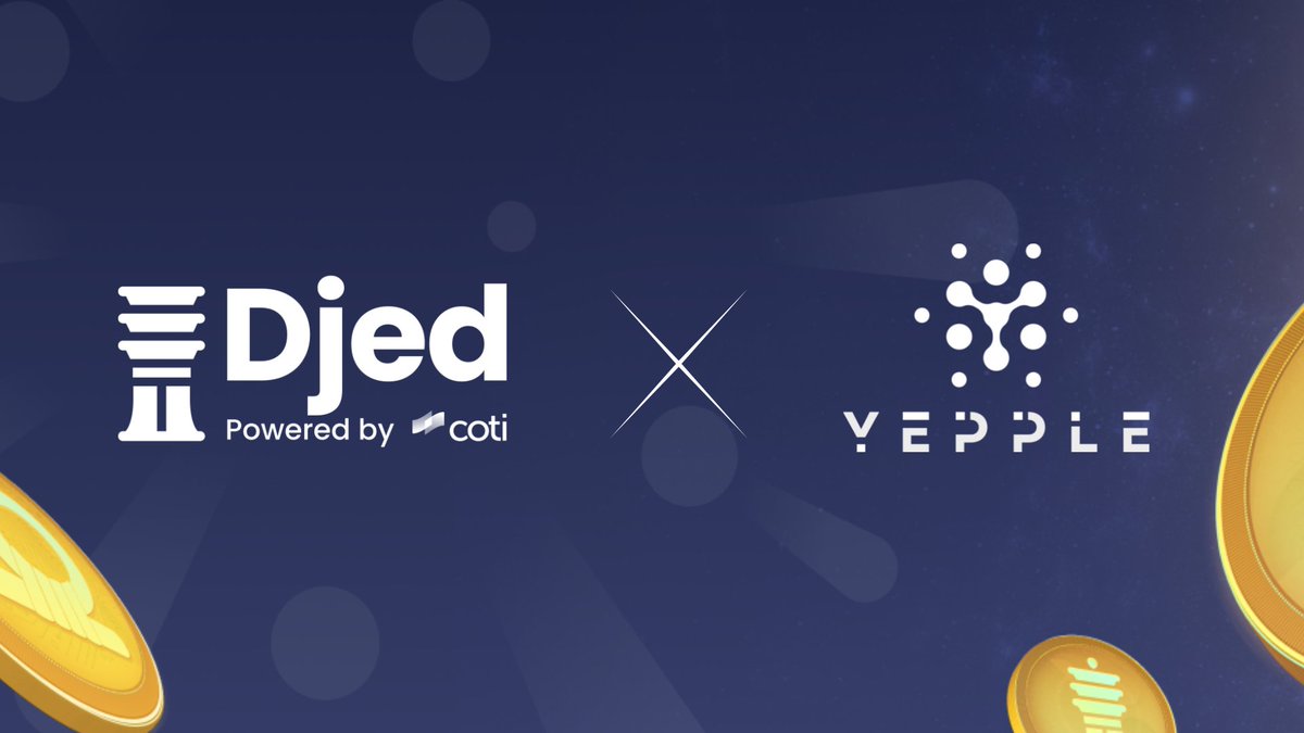 COTInetwork's tweet photo. We are pleased to announce another Djed partnership, this time with @YeppleInc, to integrate $DJED payments for NFTs on Cardano. 

Read more: https://t.co/30QOeB2ofe

$COTI https://t.co/OM3zTqNlAA