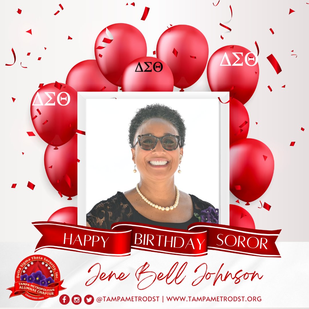 Tampametrodst's tweet photo. #CelebratingYOU Wishing Soror Jene Bell Johnson a very happy birthday!
#TMACBirthdays #TampaMetroDST #TMACDST #DST1913 #TMACMagic https://t.co/DBHUIlk2HL