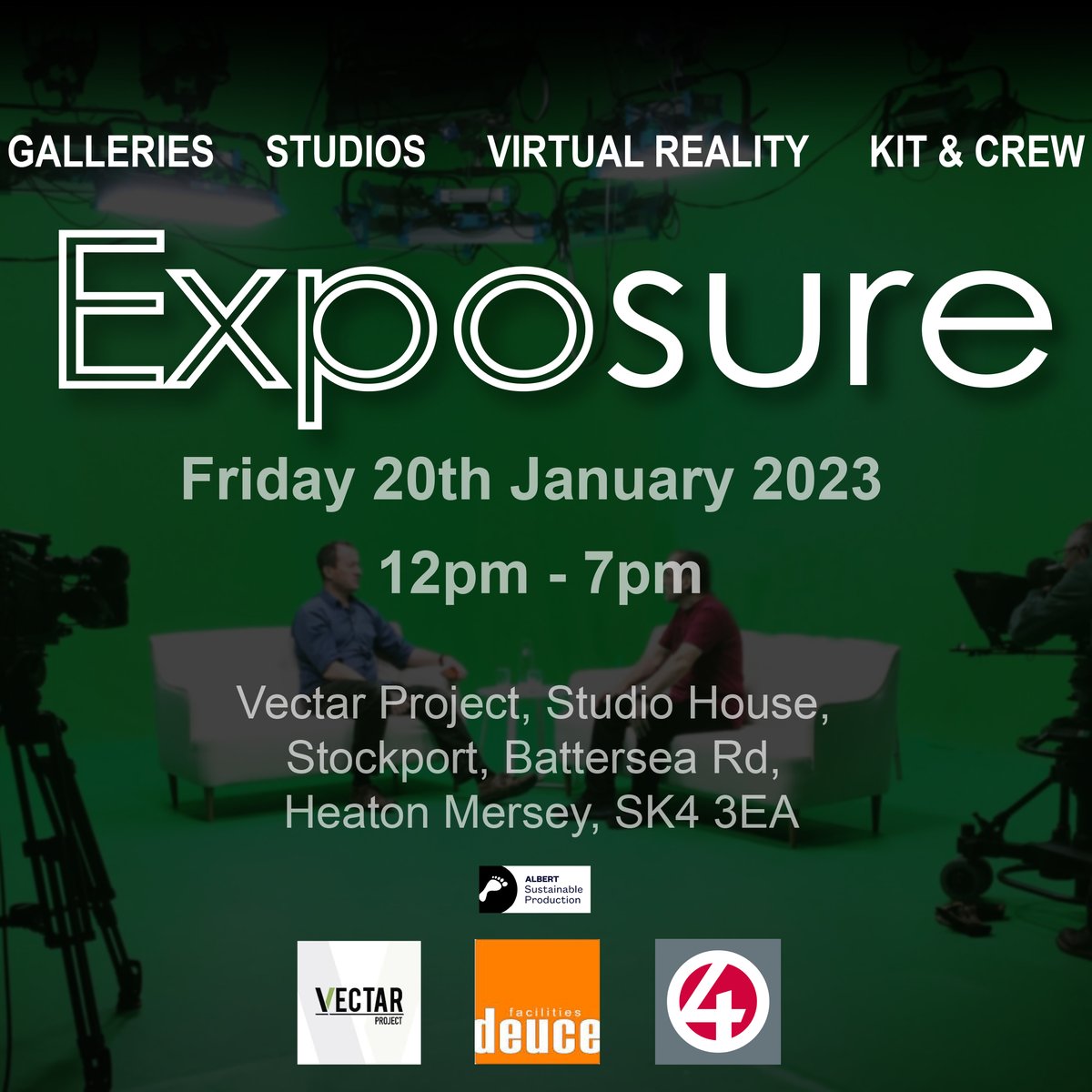 shift4broadcast's tweet image. Check out this free Virtual Production filmmaking event for all our friends near Manchester! 

We’ll be showcasing top cameras &amp;amp; lenses in fully equipped studios, with multicamera rigs &amp;amp; custom-built galleries &amp;amp; performances from a comedy troupe. 

eventbrite.co.uk/e/exposure-the…