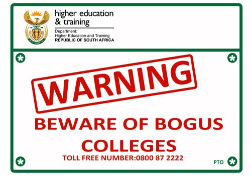 ForensicsZA's tweet image. BEWARE OF “FLY-BY-NIGHT” COLLEGES 

Check the registration status of  private colleges with the Department of Higher Education &amp;amp; Training on 0800-872-222. 

Alternatively, students can log on dhet.gov.za/resources/regi…

#BogusColleges @GCIS_IRC