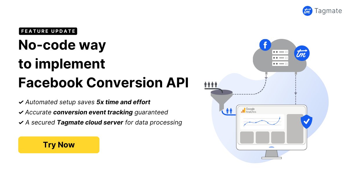 TagmateApp's tweet photo. Set up your @facebook  Conversion API (#FCAPI) without writing a single line of code.

Try the No-code FCAPI setup now: https://t.co/I9vBJOwi4M https://t.co/Wja0OaLT1x