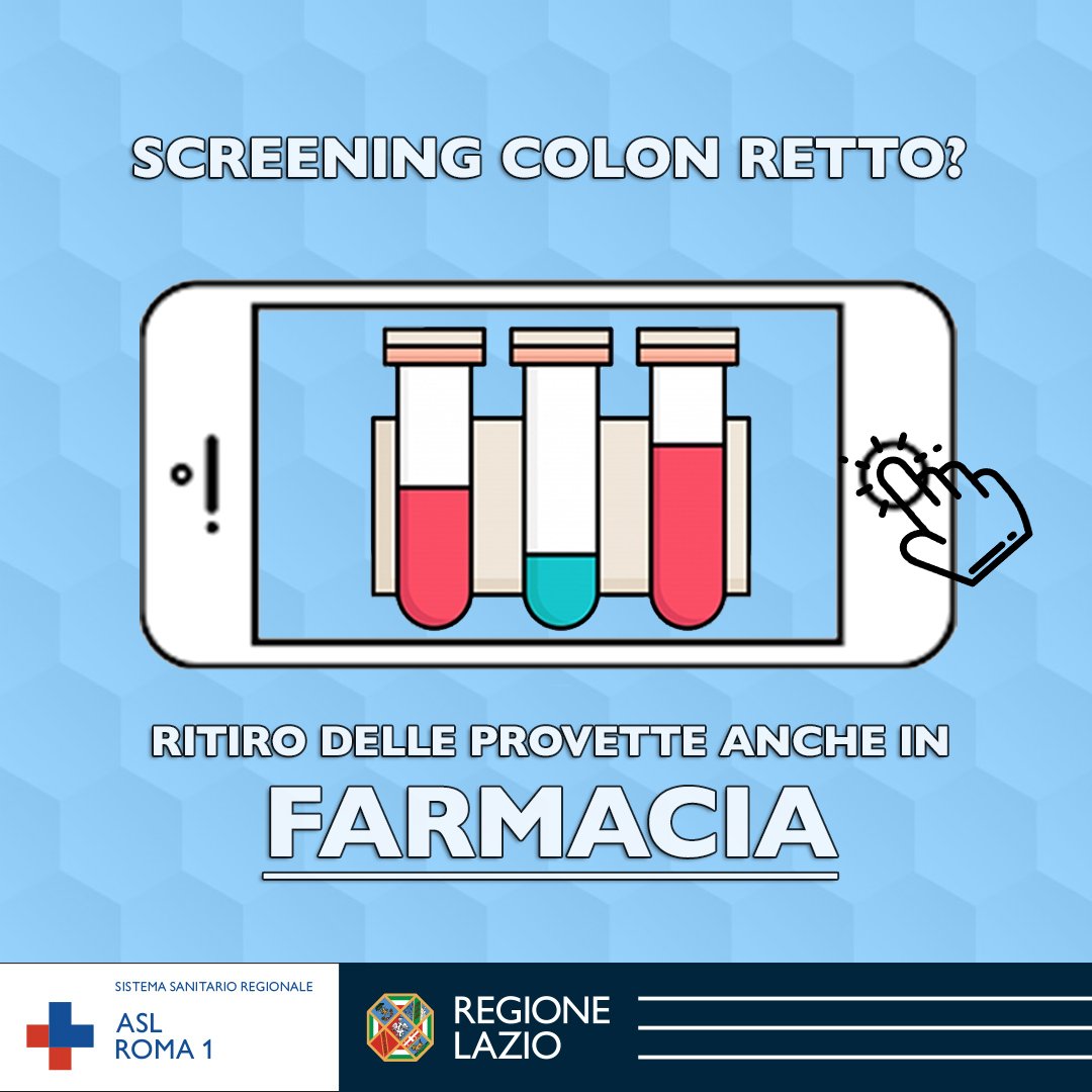 ASLRoma1's tweet photo. La prevenzione del tumore al #ColonRetto è a un passo da te! 
🧪In #Farmacia ora puoi accedere allo #ScreeningOncologico. 
Hai dai 50 ai 74 anni? Leggi l’elenco dei punti disponibili e chiedi la provetta per il test gratuito
👉https://t.co/PQUQUI8Kgb

@SaluteLazio @RegioneLazio https://t.co/8Vv7AkLJhD