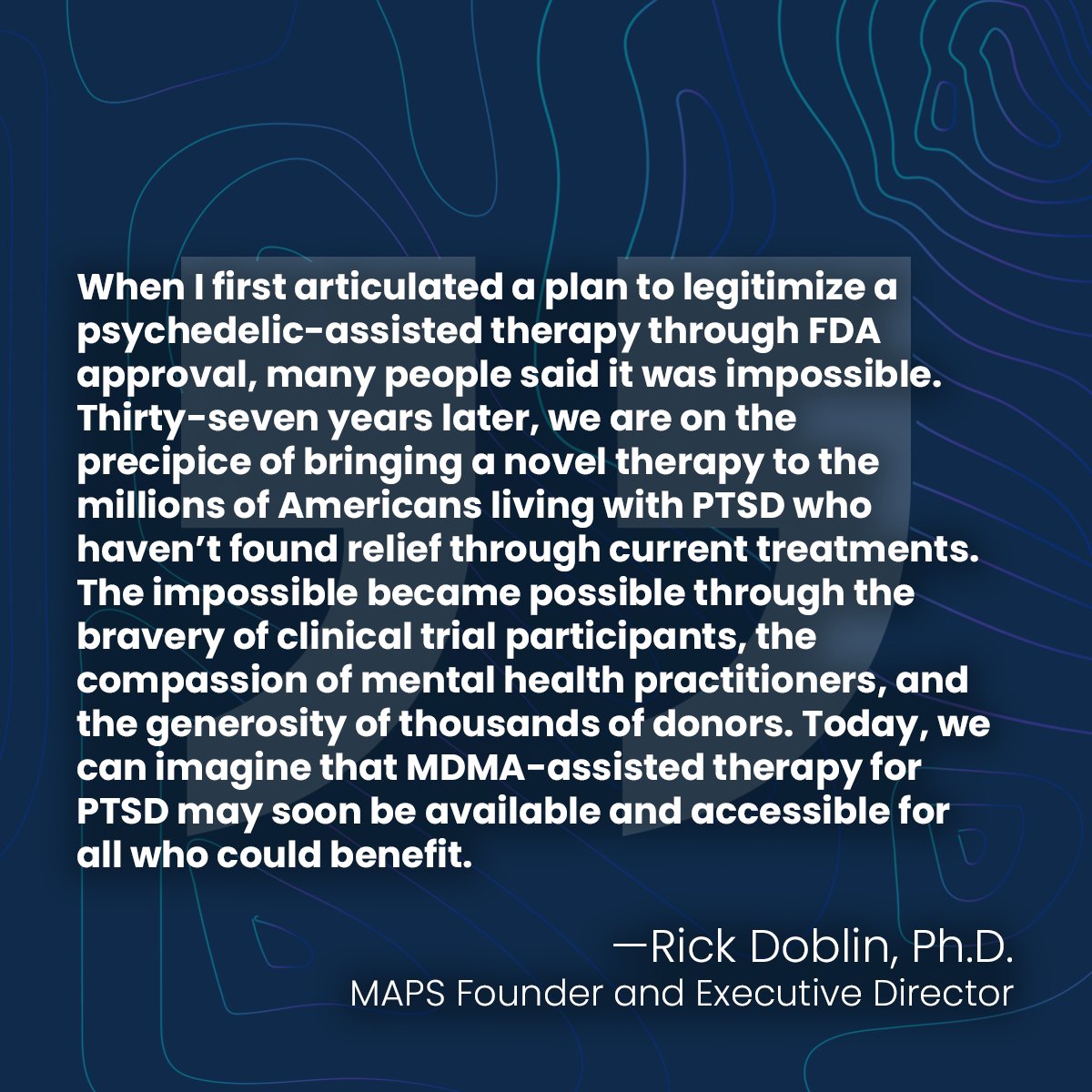 Prior Positive Results Confirmed in <a href="/MAPS/">MAPS</a>-Sponsored, Philanthropy-Funded Phase 3 Trial

Today, we can imagine that MDMA-assisted therapy for PTSD may soon be available and accessible to all who could benefit. maps.org/2023/01/05/pri…
