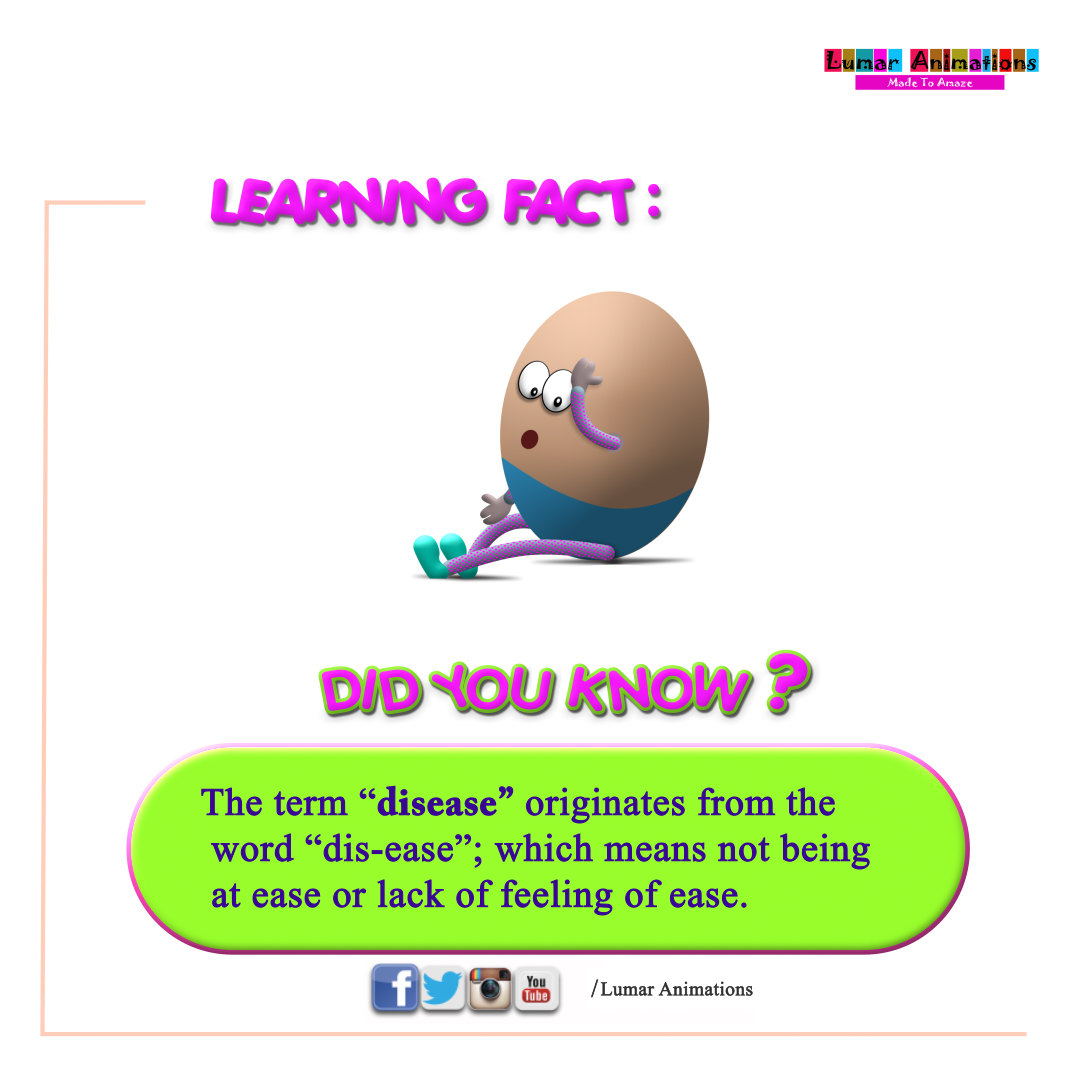 lumarlearning's tweet photo. Learning Fact: Did you know the term "disease" originates from the word "dis-ease"; which means not being at ease or lack of feeling of ease?🤔

#learningfact #lumarlearning #eLearning #ECD #parenthood #parentingtips #children #parentsbelike #ABCToon #education #kidsbooks https://t.co/gvBDZpsPK9