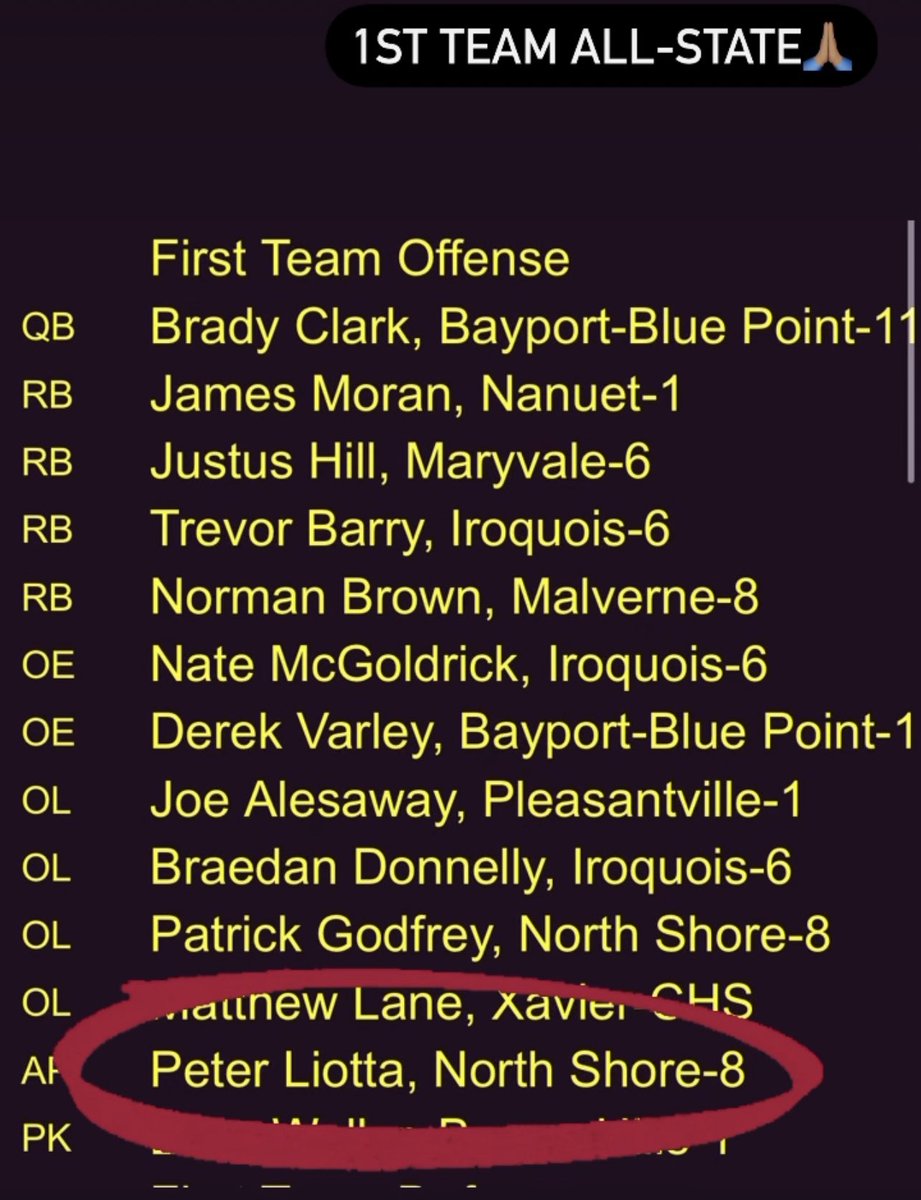 Proud to be selected for first team All-State, All purpose player!!!! Thank you to everyone who helped me get to this position #RollShore