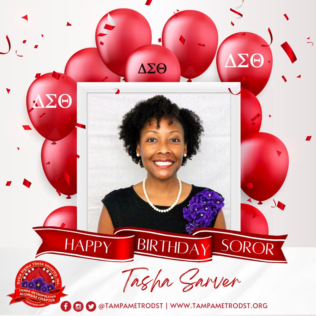 Tampametrodst's tweet photo. #CelebratingYOU Wishing Soror Tasha Sarver a very happy birthday!
#TMACBirthdays #TampaMetroDST #TMACDST #DST1913 #TMACMagic https://t.co/wioPKHNxMf