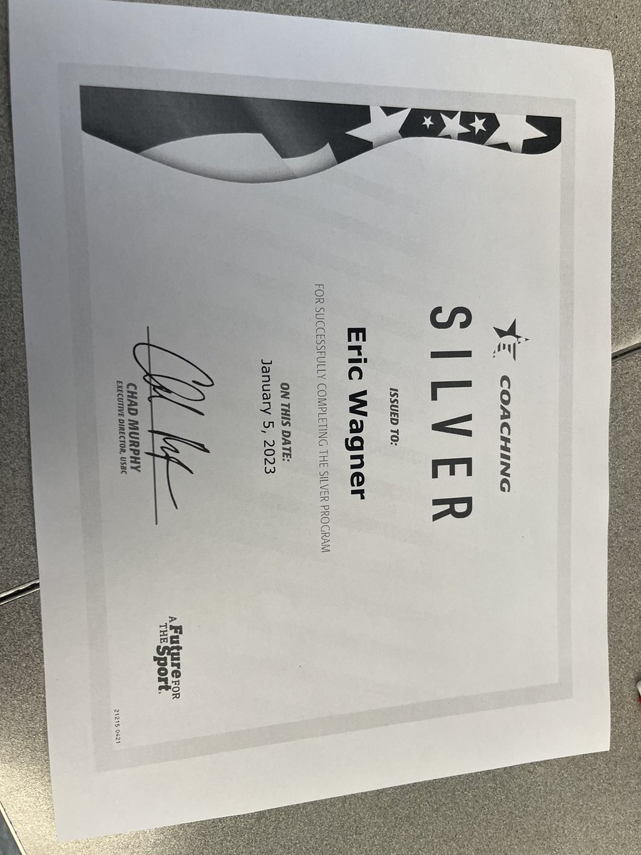 Well one of the 2 coaches got notified they passed the USBC Silver Certification now we get the results about Jim and have 2 on staff…education is the best to help our student athletes