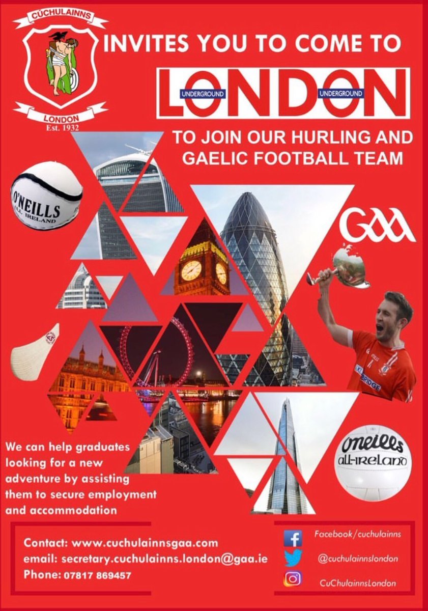 CuChulainnsGAA's tweet photo. Happy new year from Cú Chulainns, looking forward to getting back to training soon, if you’re interested in playing Gaelic football or Hurling in London with a hard working and social club then get in touch via our social channels or details on the poster 🔴⚪️

#GAA https://t.co/LY6uMZONjG