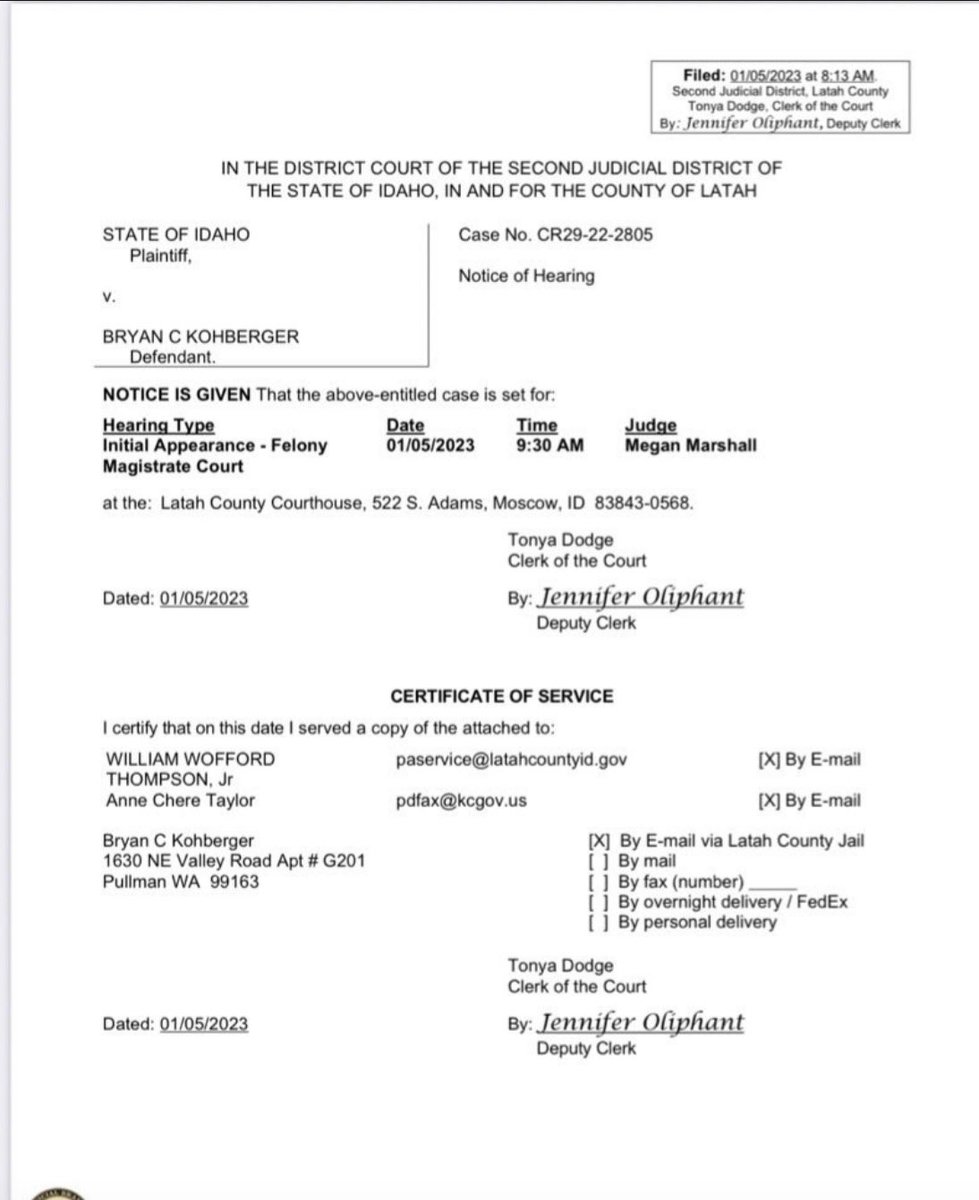 JulieGrantTV's tweet photo. KOHBERGER IN COURT! 💯⚖️ 12:30pm ET #BryanKohberger will make his first court appearance in Idaho. @CourtTV is there! #IdahoFour #IdahoStudentsSuspect https://t.co/TJ466s2gzV