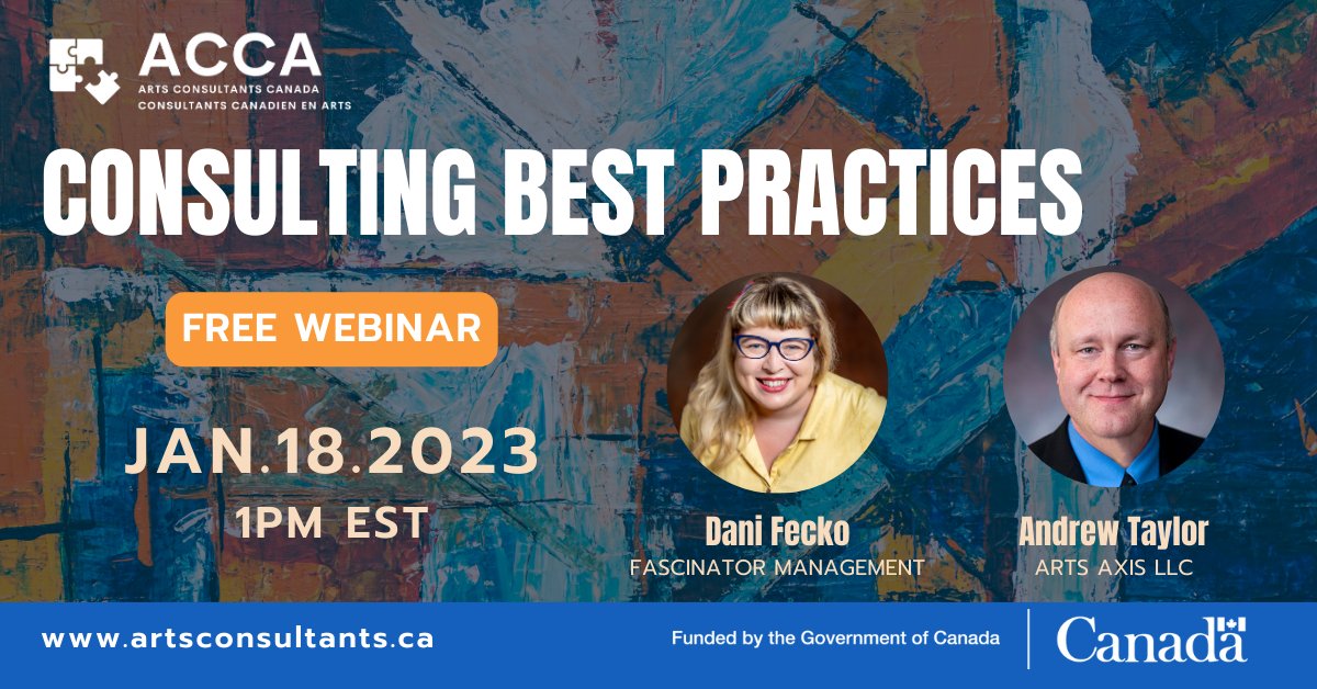 FREE WEBINAR | Stay up to date on Consulting Best Practices by joining our upcoming webinar on Jan 18. artsconsultants.ca/masterclass-we… 
.
Ce webinaire aura lieu en français le 25 janvier. @AllianceArts @ONArtsCouncil @CAPACOA  @WorkInCulture @creativecity @PACTtweets @artsedmonton