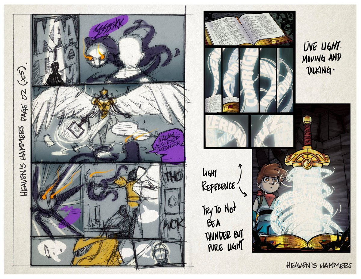 raytoons's tweet image. Some conceptual page #layouts for our #HeavensHammers comic, The Conflict! @MercyWays (as usual) did NOT disappoint! If you want to see the final product and how things changed from these layouts, pick up a copy today: brainypixel.com/shop/ols/produ…
#SupportCh…