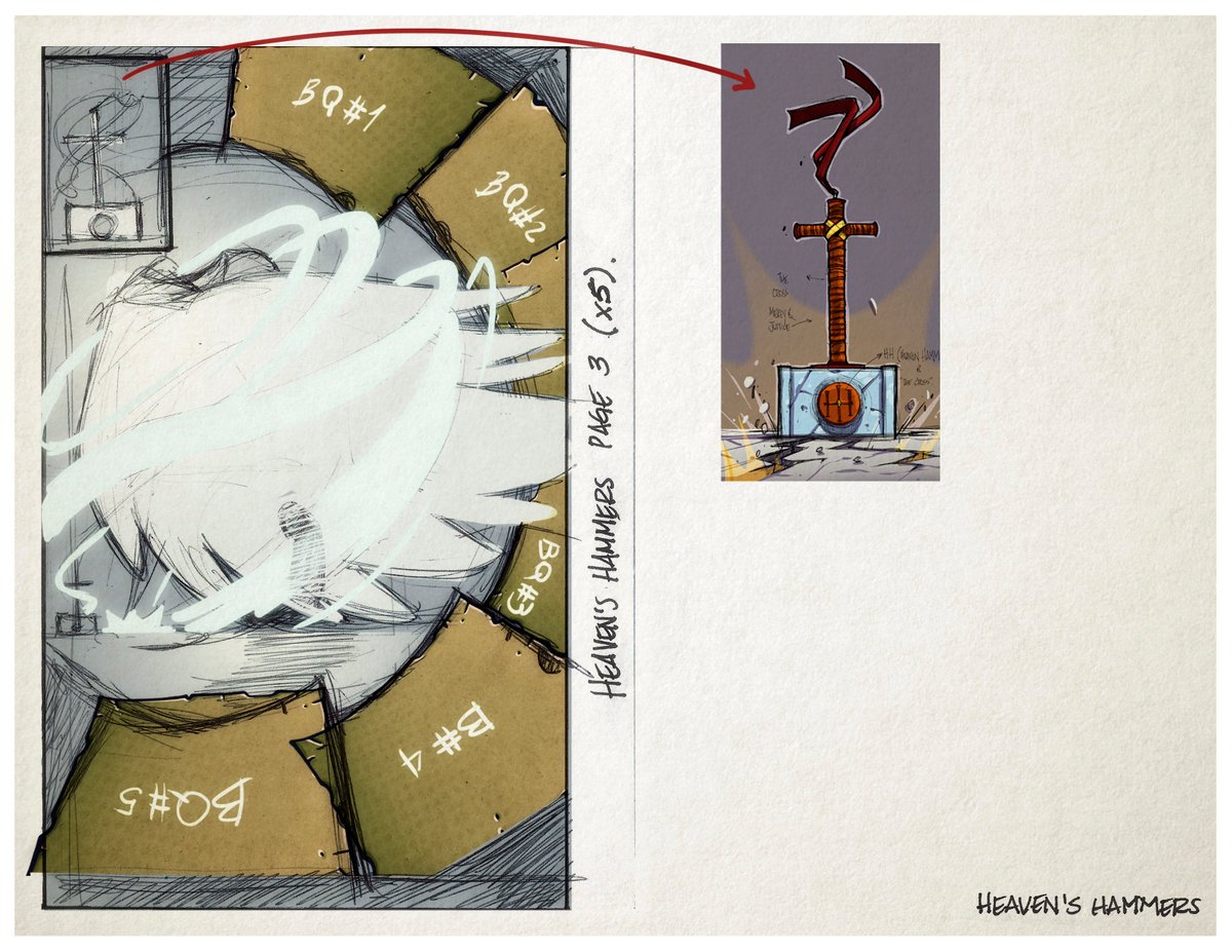 raytoons's tweet image. Some conceptual page #layouts for our #HeavensHammers comic, The Conflict! @MercyWays (as usual) did NOT disappoint! If you want to see the final product and how things changed from these layouts, pick up a copy today: brainypixel.com/shop/ols/produ…
#SupportCh…