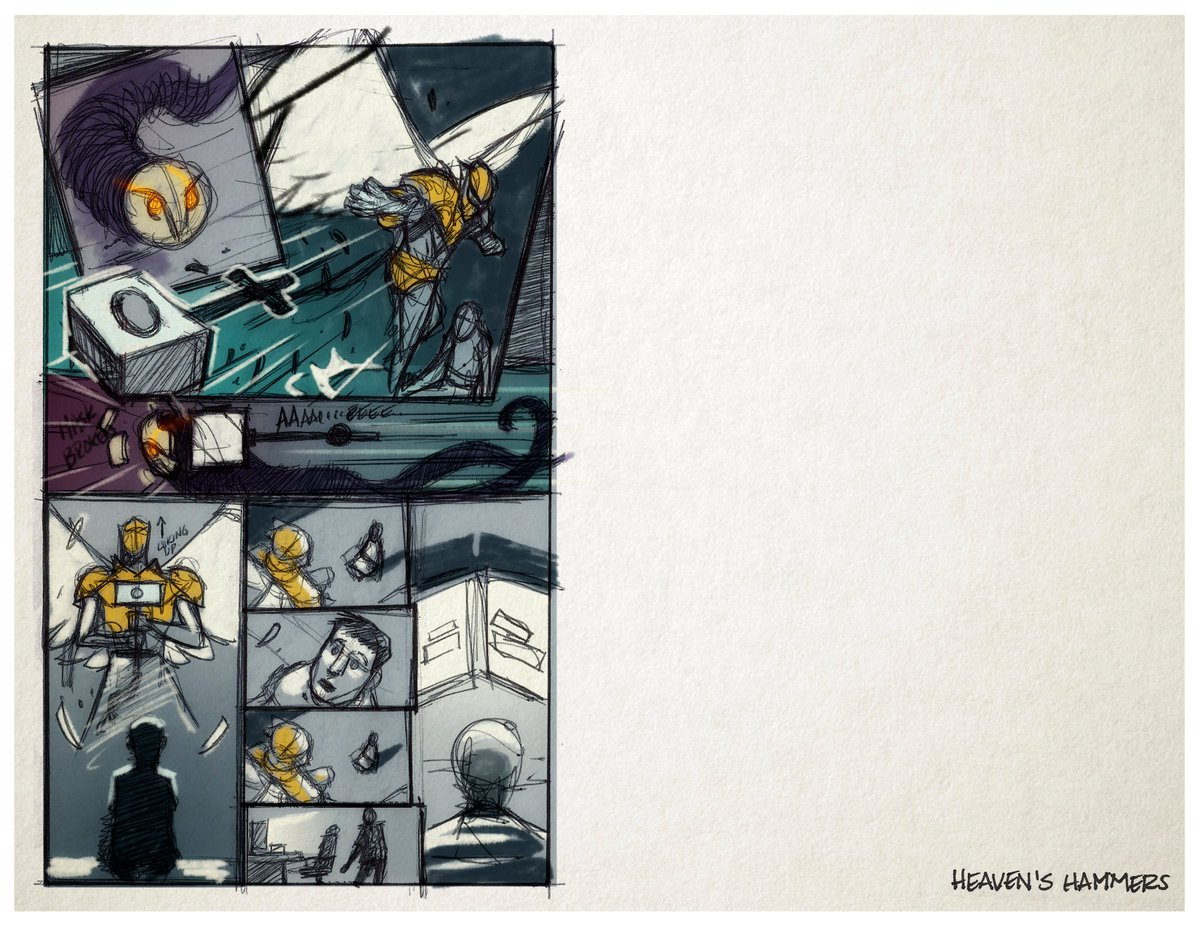 raytoons's tweet image. Some conceptual page #layouts for our #HeavensHammers comic, The Conflict! @MercyWays (as usual) did NOT disappoint! If you want to see the final product and how things changed from these layouts, pick up a copy today: brainypixel.com/shop/ols/produ…
#SupportCh…
