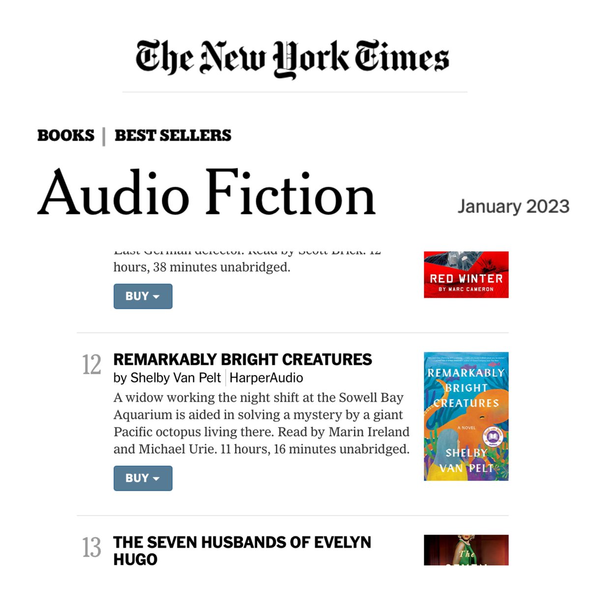 What an amazing surprise! RBC made the list again, this time in audio! 😱🥰🐙