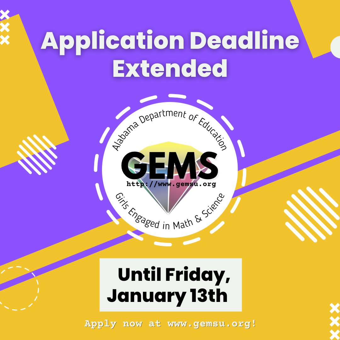 TeachwithALEX's tweet photo. The GEMS Expo application deadline has been extended until next Friday, January 13th! The sponsors (teachers) of selected teams will receive funding of $300 to help with preparation and expenses. Go to https://t.co/gNxS6wxU8n to learn more and apply now! 💎
#TeachWithALEX https://t.co/kOHlR2d81B