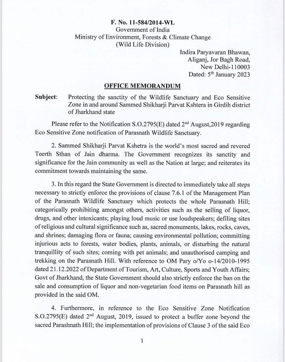 jainadityaaa's tweet photo. Government has taken back only those points of its gazette in which tourism was being encouraged. The government has definitely said that the central government is committed to keep the sanctity of Shikharji, but has not yet declared Shri Sammed Shikharji as a Pavitra Kshetra. https://t.co/36uOi1Bh53