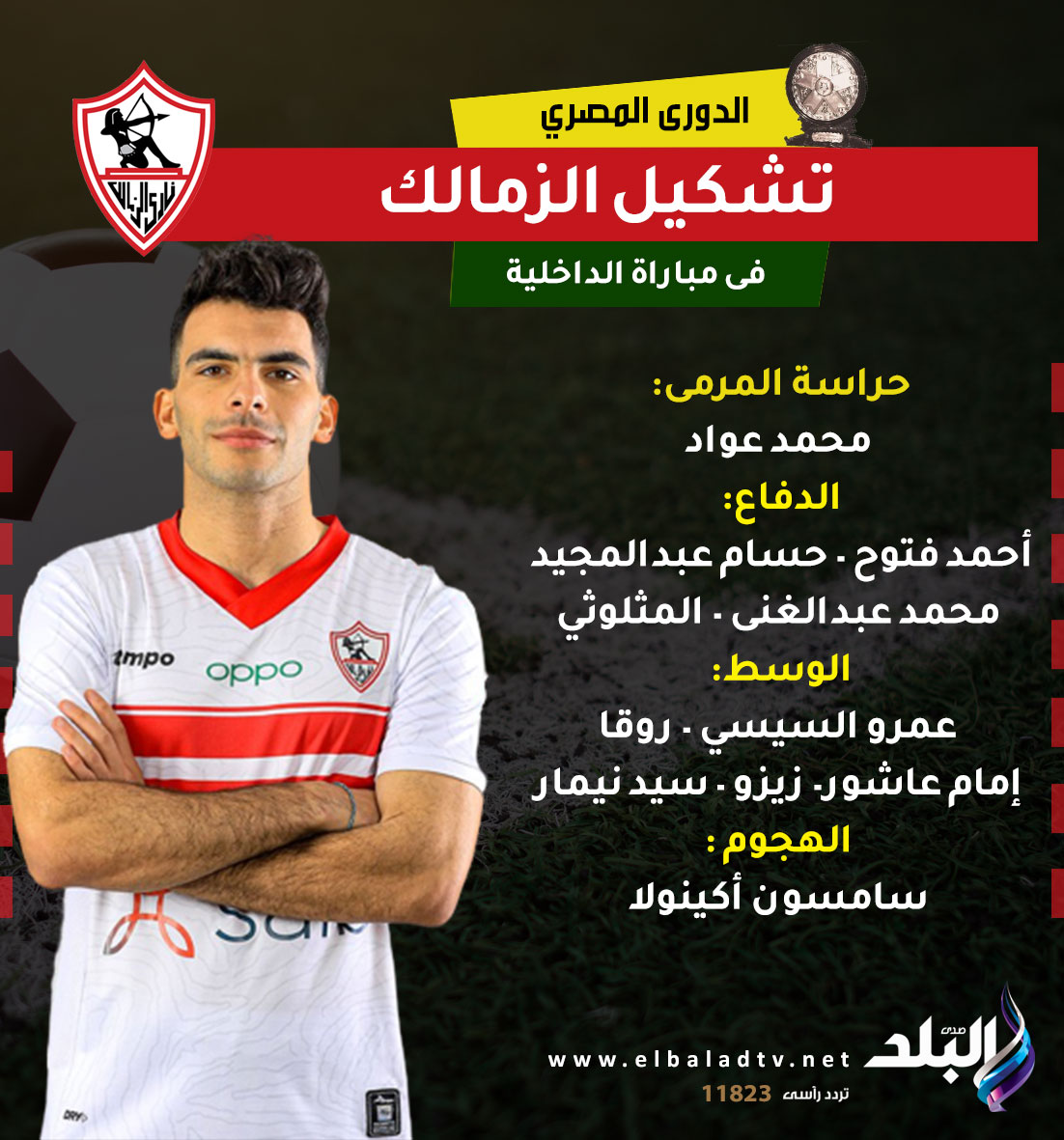 فيريرا يبدأ بالبنيني سامسون أكينولا في خط الهجوم.. تعرف على التشكيل الرسمي لنادي الزمالك في مباراة الداخلية
#صدى_البلد