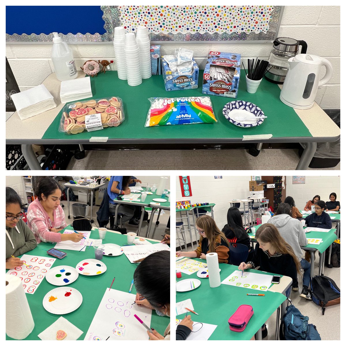 TFY77's tweet photo. Today we eased back into things in AP Biology by finding our inner Bob Ross.  Painting happy little chromosomes by reviewing the steps of meiosis &amp; cell division! @BobRossOfficial #happylittleaccidents #innerbobross #apbiology #artisticinterpretation https://t.co/wkExKNCIGn