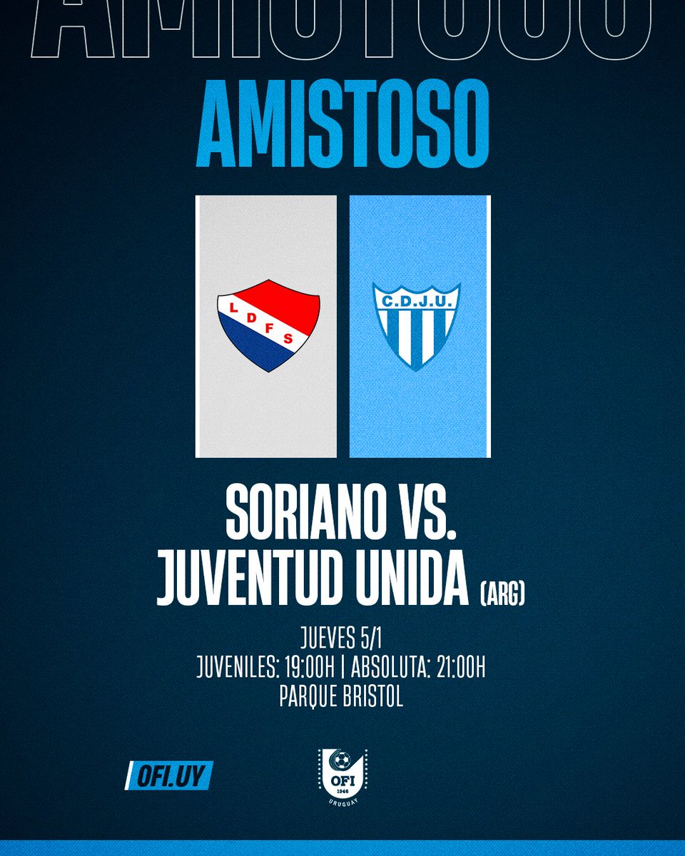 _ofiuy's tweet photo. 🔜 𝐀𝐦𝐢𝐬𝐭𝐨𝐬𝐨𝐬 de jueves

Soriano 🆚 Juventud Unida (Arg)
Durazno 🆚 San José

#CopaOFI https://t.co/MH07onvsPi