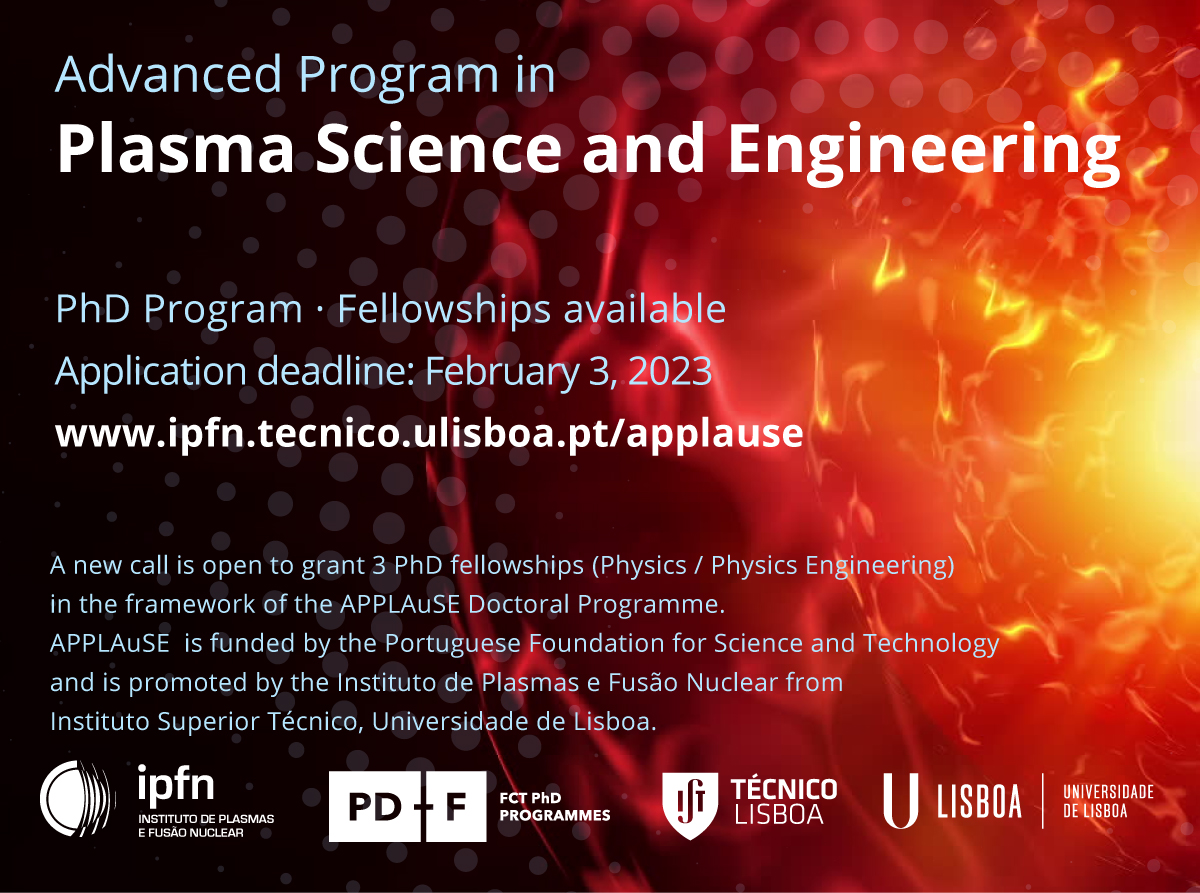 IPFN_Lisbon's tweet photo. Join us at #IPFN! Applications for our PhD program in plasma science and engineering are now open. For more info:
https://t.co/kFOSHlEHiV
#plasma #fusion #lasers https://t.co/ezh9yTGRha
