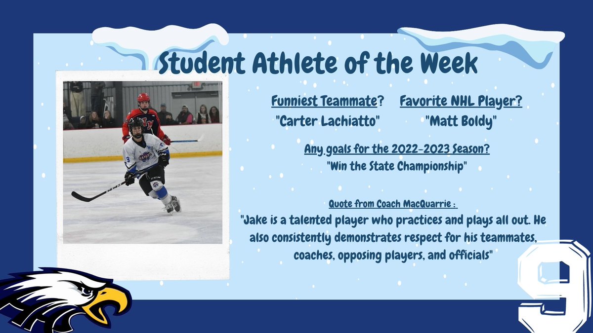 hopedalejshs's tweet photo. The Winter Athlete of the Week is Jake Frohn of the boys Varsity Hockey Team!🏒

🎉Congratulations🎉

@HopedaleSports @DerekAtherton1 @HopedaleAP @HMhockeyteam @jungle_mhs https://t.co/v4ZssVljnN