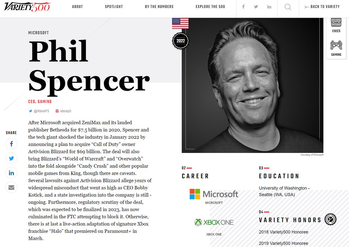 Phil Spencer - Variety500 - Top 500 Entertainment Business Leaders