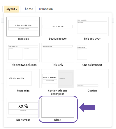 TheTinyEdTech's tweet photo. Winter Animation: First Stop - The Basics of Google Slides - Blank Canvas Method #1: Layout Quick Button > Blank. Et voilà, you have removed those pesky text boxes in one fell swoop!  
#EdTech #EdTechTidbit https://t.co/fw36v6N5Ub