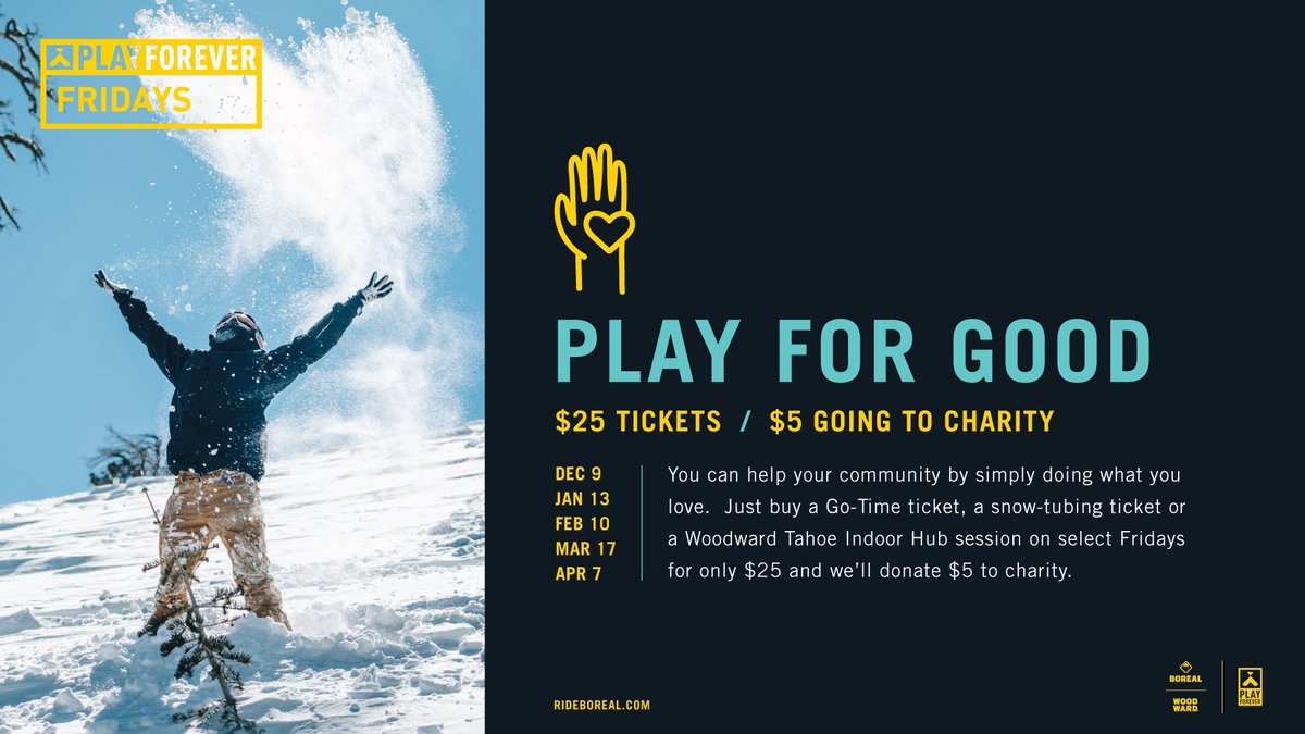 SnowPalsDotOrg's tweet photo. 🌨️🏂⛷️Mark your calendar 🗓️for FRIDAY JAN 13 for $25 lift tickets

 #PlayForeverFriday

Tickets in advance only, $25/person &amp; @borealmtn gives $5 of #liftticket to @Hi5sFoundation &amp; other local non-profit org

So Shred that POW w/ #SnowPalsDotOrg

👉https://t.co/b4XiALSMN8 #SF CA https://t.co/56LgwVZxM4