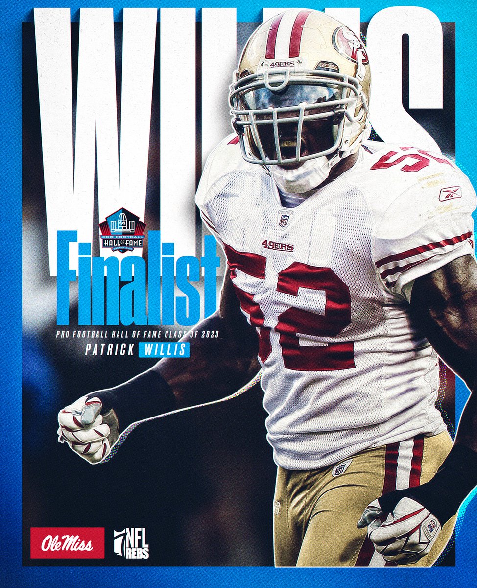 OleMissFB's tweet photo. One of the greatest of all time 🐐

Patrick Willis is a Finalist for the @ProFootballHOF Class of 2023! 

#HottyToddy | #NFLRebs https://t.co/pAU20wcA8i