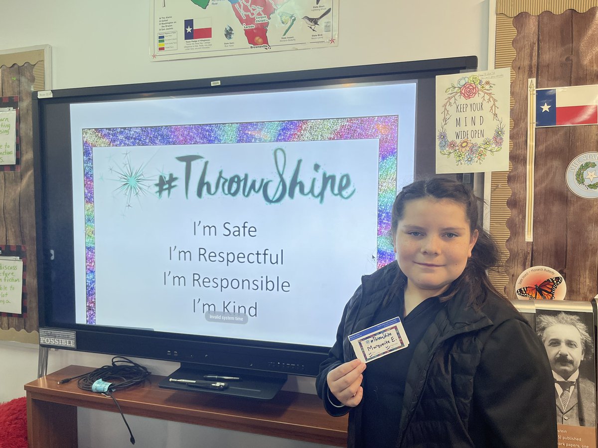 Christy55945026's tweet photo. My #ThrowShineThursday award goes to Miss Marguerite E. Thank you for being such a bright light addition to my classroom. You always volunteer for activities, even when not asked.  Keep shining! @MissionValleyES  #OFOD #THEDISTRICT https://t.co/SI2CAcXLdT