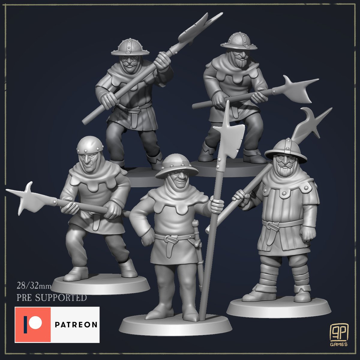 NOW ON PATREON
City Guard/ Crossbowmen, perfect for all your roleplaying games and tabletop battles. 5 monopose, pre-supported miniatures ready to print, paint and play! Check them out on my Patreon :) #dungeonsanddragons #tabletopgames #miniature