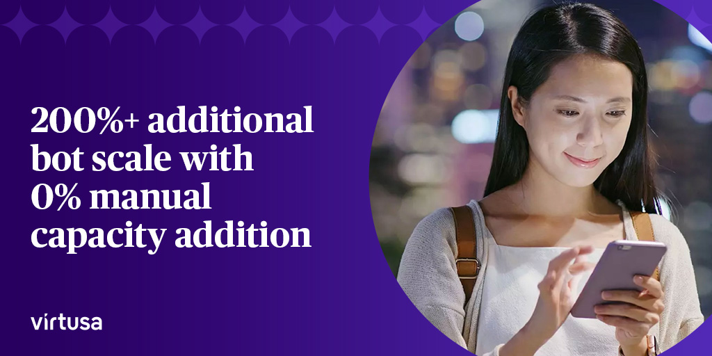 VirtusaCorp's tweet image. Virtusa applies its Intelligent Robotic Operations framework and accelerators to scale live bot volume by over 170% without increasing manual effort. Click here to learn more: splr.io/6019emvI7 | #BotMonitoring #Robots #Infrastructure #LiveMonitoring