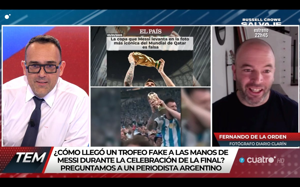 ¿Cómo llegó un trofeo fake a las manos de Messi durante la celebración de la Final?

De la Orden: "Messi y Di María se reían porque Di María le estaba diciendo que había posado con una copa falsa"

cuatro.com/en-directo 
#TodoEsMentira5E