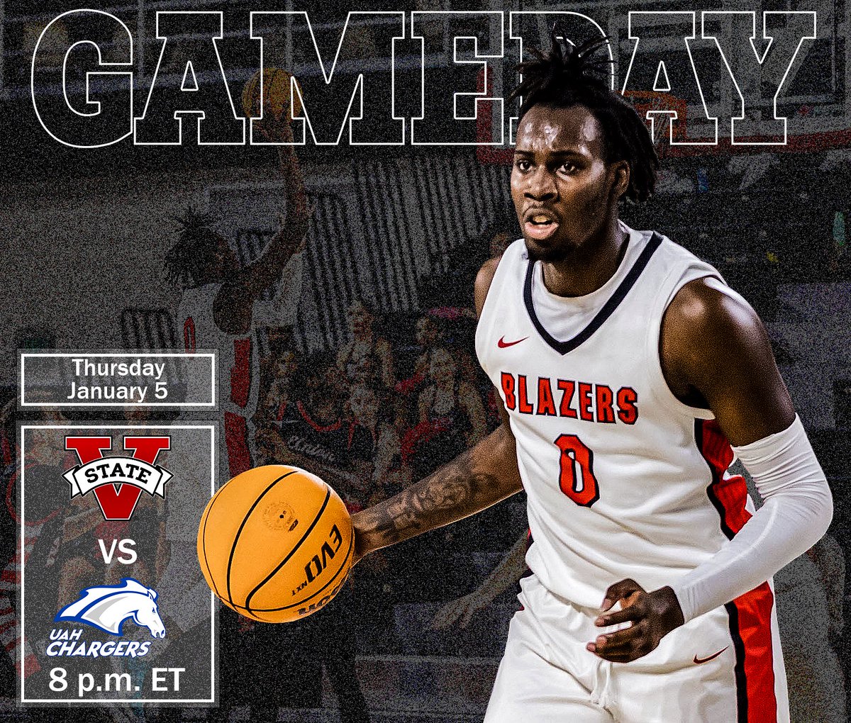VState_MBB's tweet photo. 🚨We’re back in the Complex tonight at 8‼️ Come out and support your Blazers as they take on Alabama Huntsville‼️ #blazernation🔥 #team68 https://t.co/gQSRGq7Ot9