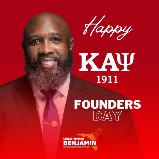 judgecbenjamin's tweet photo. Happy Founders Day to the men of ΚΑΨ|ΦΝΠ from your FL House State Rep. #firsthalfofdem1911boys #foundersday #J5 #stillyourstaterep #wearecommunity #D107 #repbenjamin #betterwithbenjamin https://t.co/GltXInfEPa