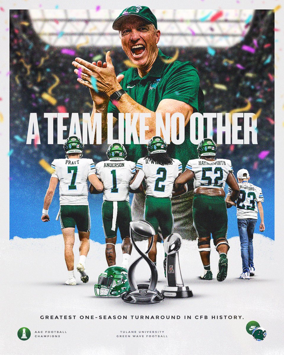 GreenWaveFB's tweet photo. From 2-10 to 12-2, this truly is… 

A Team Like No Other 

#RollWave | #1and0 https://t.co/rKdNmdVBh8