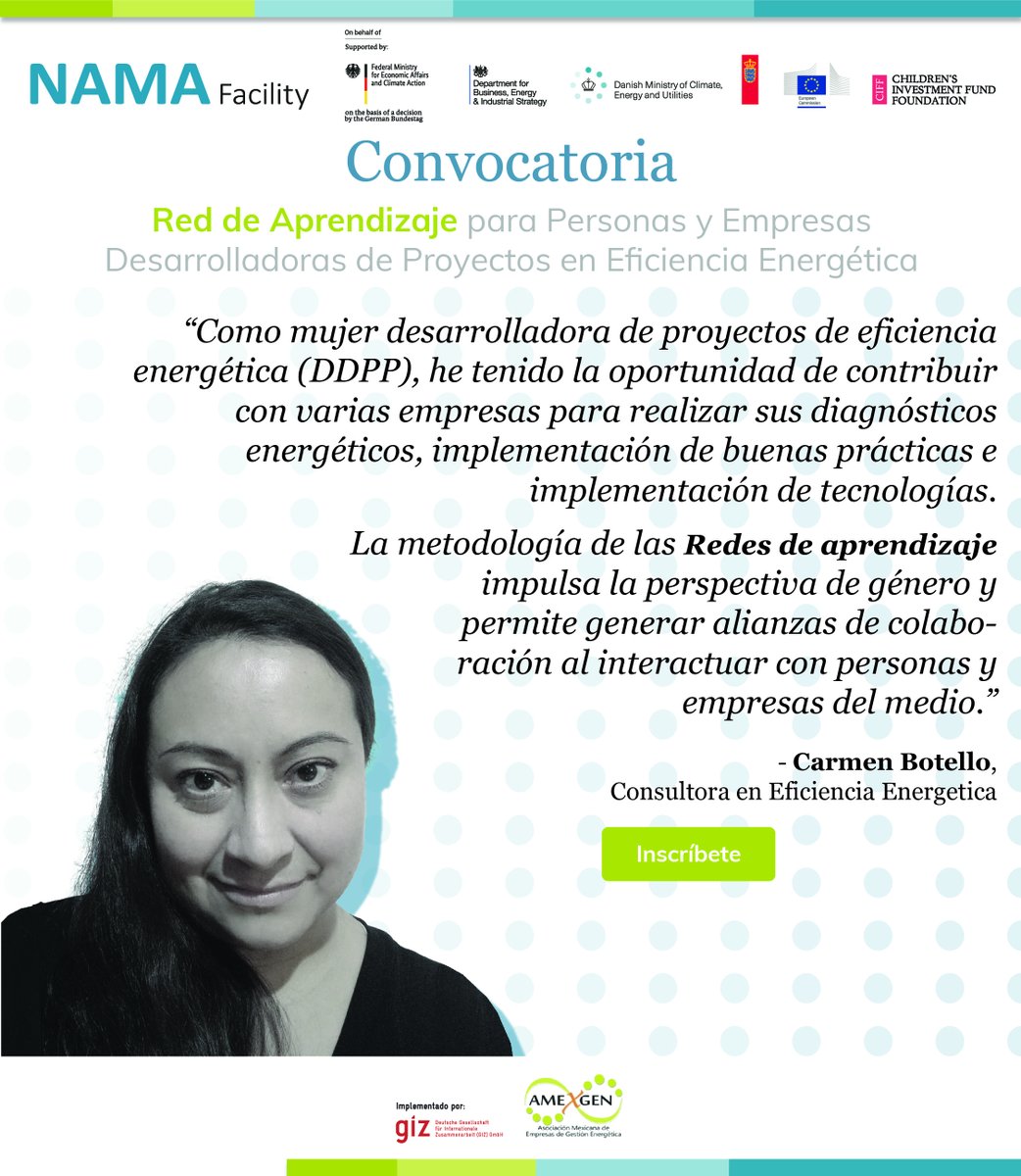 Amexgen_oficial's tweet photo. ¿Ya conoces los beneficios de participar en la Red de Aprendizaje para Personas y Empresas Desarrolladoras de Proyectos de Eficiencia Energética?
¡Conócelos y participa! https://t.co/E3dhETWmlW
#empresas #eficienciaenergética #consultores #sustentabilidad #ingenierías #AMEXGEN https://t.co/L9RAqnTxAo