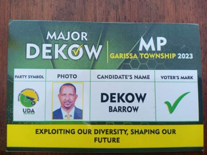 modric_hafid's tweet photo. Congrats major dekow 
Mp elect garissa township

The voters of garissa township have delivered the seat to @UDAKenya 
@HonAdenDuale Cs defense has did it again, delivered victory to the uda candidate 
#DualeDelivers
Cc
@WilliamsRuto @StateHouseKenya https://t.co/AbUjmxTHVw