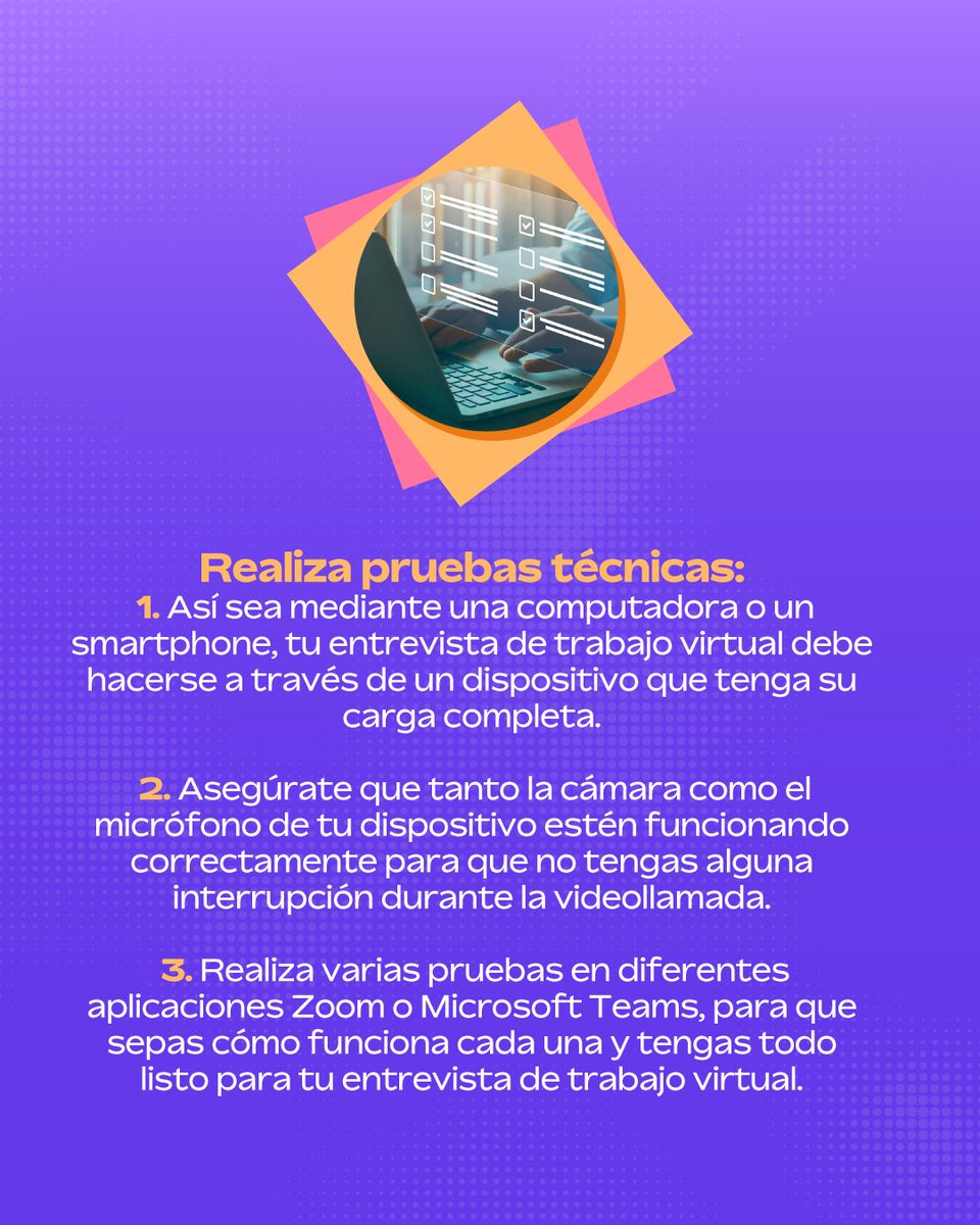 HuntyJobs's tweet photo. #HuntyTips💡Asegúrate de tener un espacio adecuado a la hora de tener una entrevista virtual, esto te ayudara a que sea una sesión de calidad.
Sigue más de nuestros tips ➡️https://t.co/Eg7XSH7Sh7 https://t.co/7WfA2pCutQ
