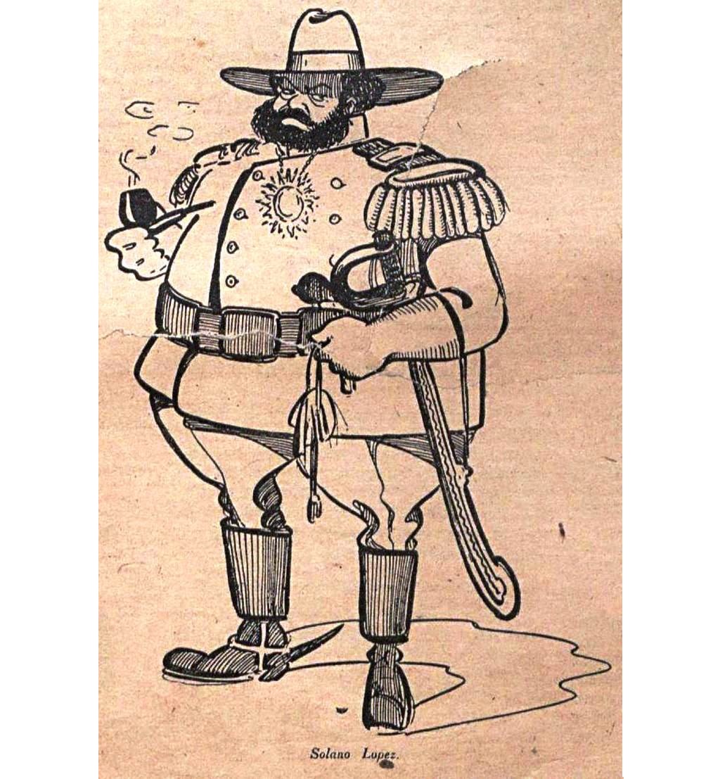 Historia: Caricatura del mariscal Francisco Solano López, presidente del # Paraguay (1862-1870), hecha por Mendes Fradique para el artículo 