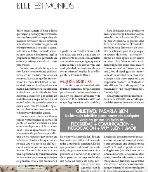 LauraOrsi1's tweet photo. Interesante! Nota sobre" Viajar con Amigas " en @elle_argentina por @Guadacidr con la participación de #marferrivas y @jorgecatelli de @apasocial  #amistad #viajes @terapia #SaludMental @fepalonline @IPAonline https://t.co/LoMxnH0Q96