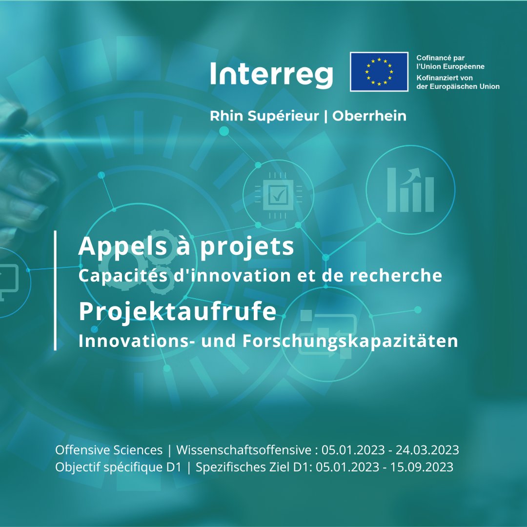 [📣 Appels à projet 📣]
Acteurs de l’#Innovation et de la #Recherche dans le #RhinSupérieur : Les 2 nouveaux appels à projets #Interreg s’adressent à vous ! 👇
+ d’infos et modalités de candidature 👉 bit.ly/3GqyAhc @rmtmo_Sciences