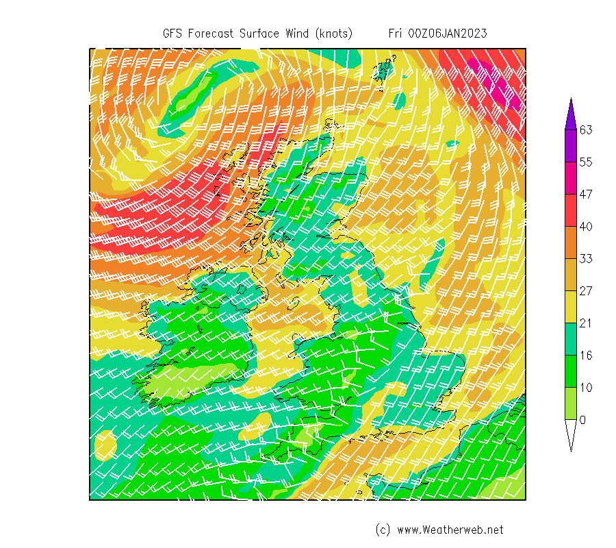 weatherschool's tweet image. Winds are expected to strengthen overnight. Below is the GFS model predictions on the wind speeds (knots) around midnight and gusts (knots) around a similar time. #weather #ukweather #windyweather