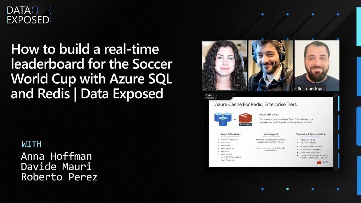 MSAzureDev's tweet image. #AzureSQLDB and Redis work together to ensure that API will have very low latency while also giving centralized access to data with rich query capabilities. In this Data Exposed session replay, we learn how it all works. msft.it/6019e5Syt